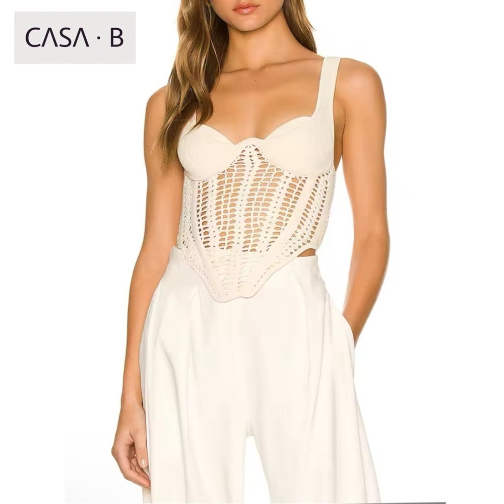 5⭐️ CASA B| Siren Crochet Bustier Corset Top in Bone